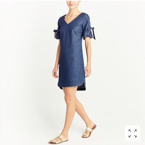 JCrew Factory Tie-Sleeve Dress in Denim